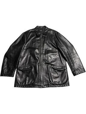 XL Hugo Boss Soft Leather Jacket Moto Grunge Western Y2k 90s Vintage Avant Garde